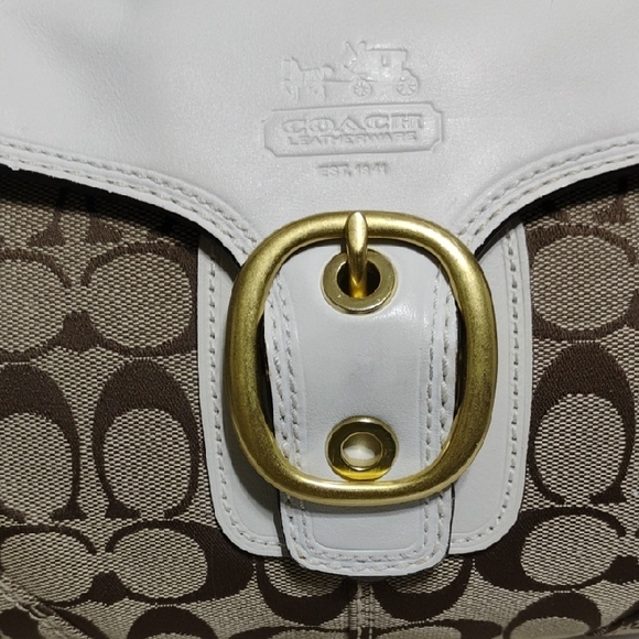 SALE! Coach Bleeker Signature Canvas/Leather Flap Shoulder Bag 2000's - Picture 8 of 14